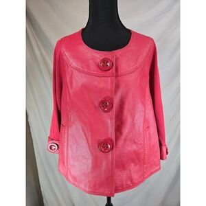 VTG 1970s 80s MOD NYGARD RED LEATHER & KNIT JACKET / TOP SIZE Medium 10-12